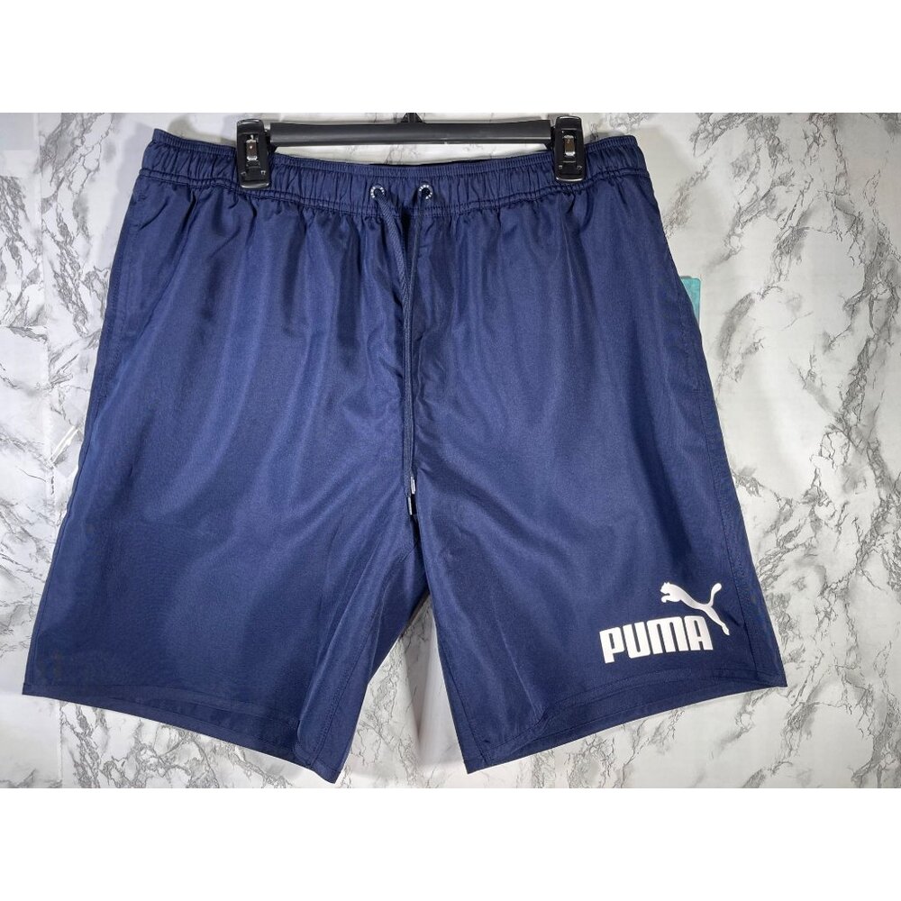 Puma Mens XL Navy Blue Swim Trunks With Mesh Liner Logo
